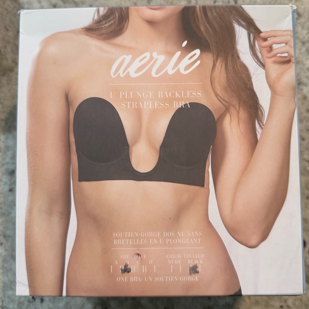 Aerie U Plunge Backless Strapless Bra – Black – Size B – NIB